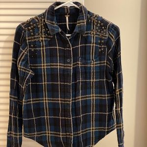 Studded checkers button up shirt